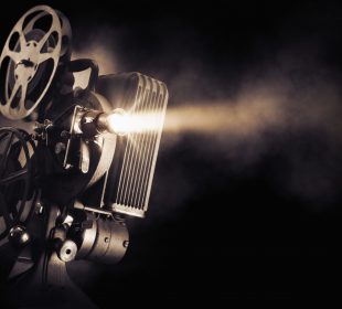 Movie projector on dark background