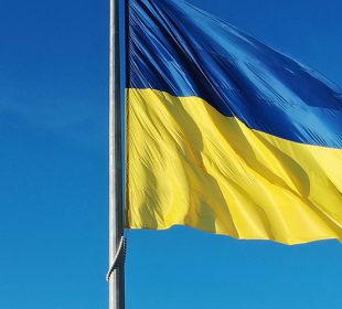 Ukraine flag flying