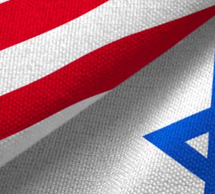 Israel and United States two flags together