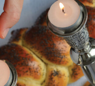 shabbat candles and challah