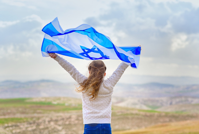  jewish girl with the flag of Israel 