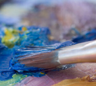 Artists oil paints and brush