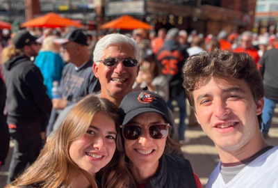 Katie Applefeld with family at O's game
