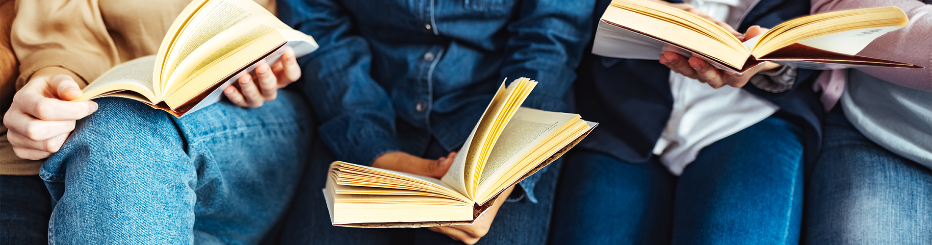 people reading books at book club