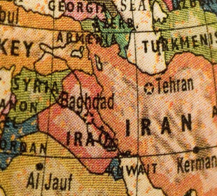 Middle East on a globe