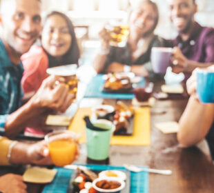 Friends eating brunch together
