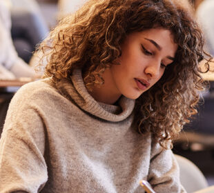 College student in a lecture hall