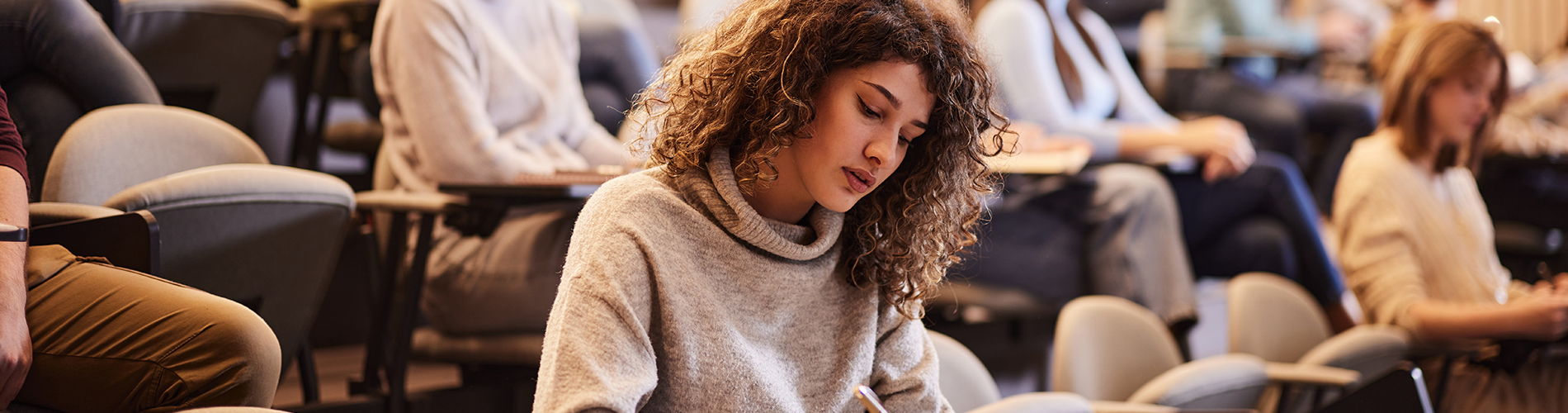 College student in a lecture hall