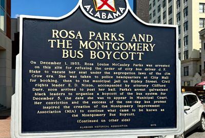 Civil Rights, Rosa Parks bus boycott sign