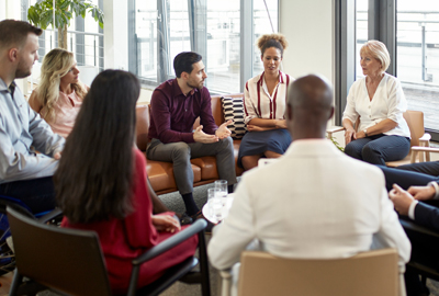 group of people conversing