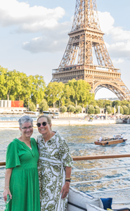 Karen Singer with Deborah Cardin in front of the Eiffel tower
