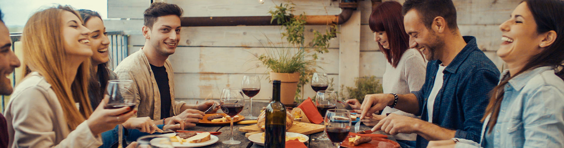 Group of young adults at dinner
