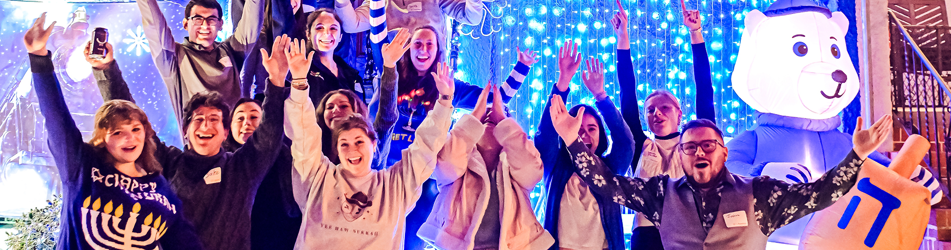 Young adults at the Hanukkah house