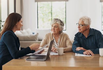 Senior couple, meeting and investment with a financial advisor