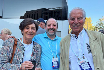 Andrew Cushnir, Linda Hurwitz and Richie Pearlstone on a JAFI trip to Israel.