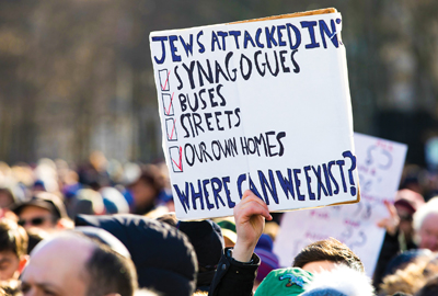 Sign at the antisemitism march