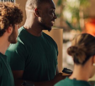 Young adults volunteering