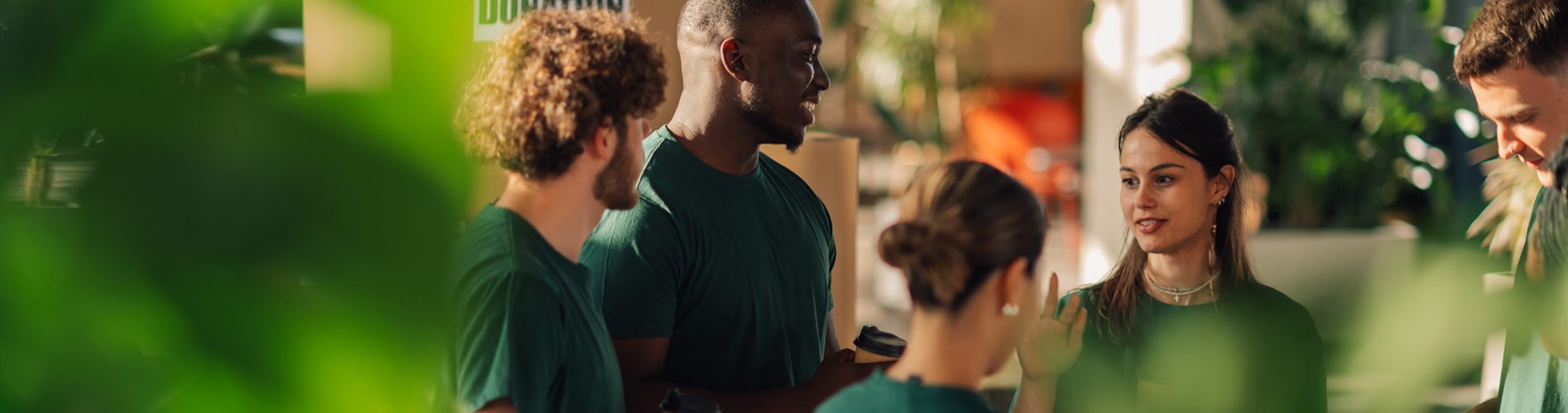 Young adults volunteering