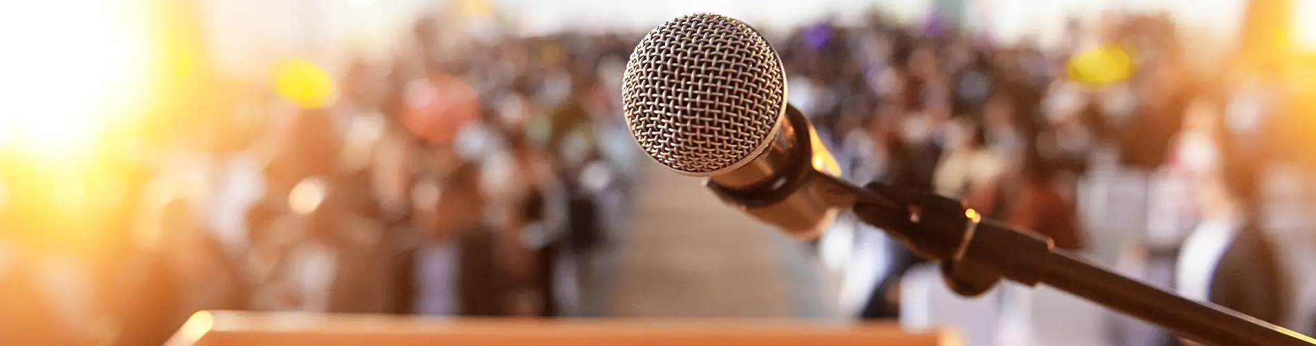 Podium and microphone at event