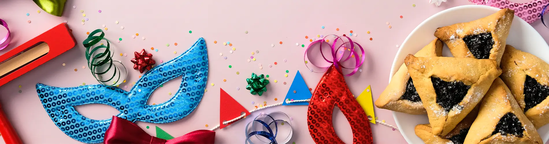 Masks and hamentaschen for Purim