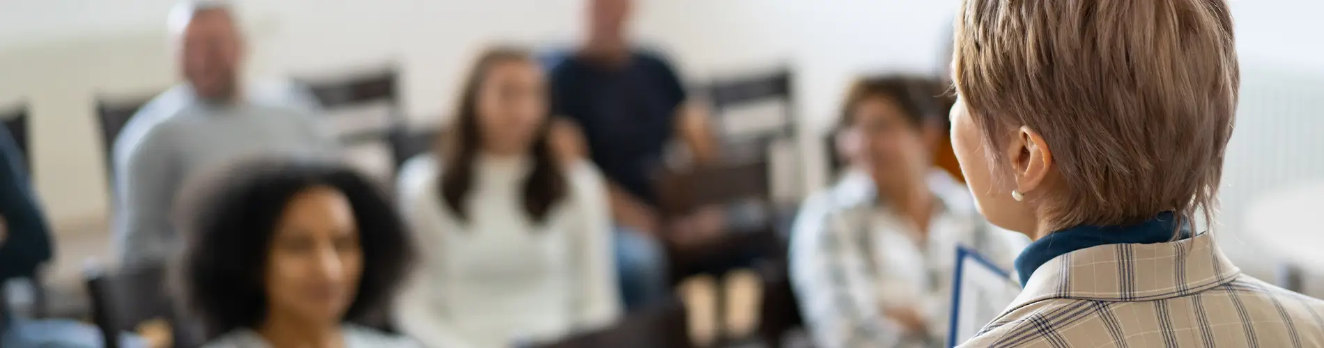 Woman speaking to crowd