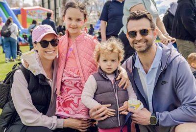 family at the JCC's block party