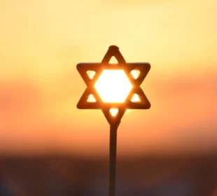 Jewish star against sunset