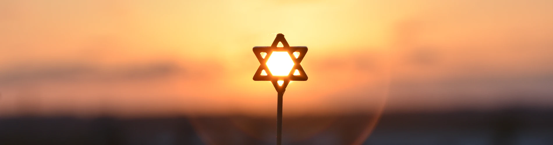 Jewish star against sunset