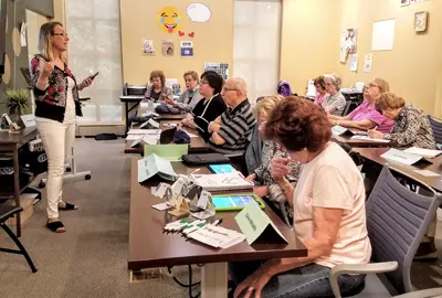Melanie Waxman teaching a technology class at Myerberg