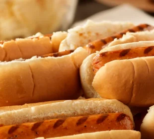 Grilled hotdogs at a cookout