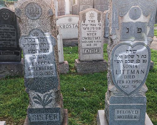 Gravestones with antisemitic graffiti