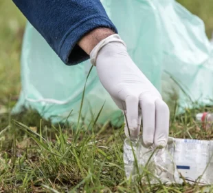 picking up trash