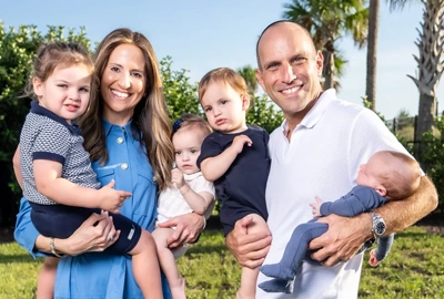 Isaac Pretter with his wife and children.